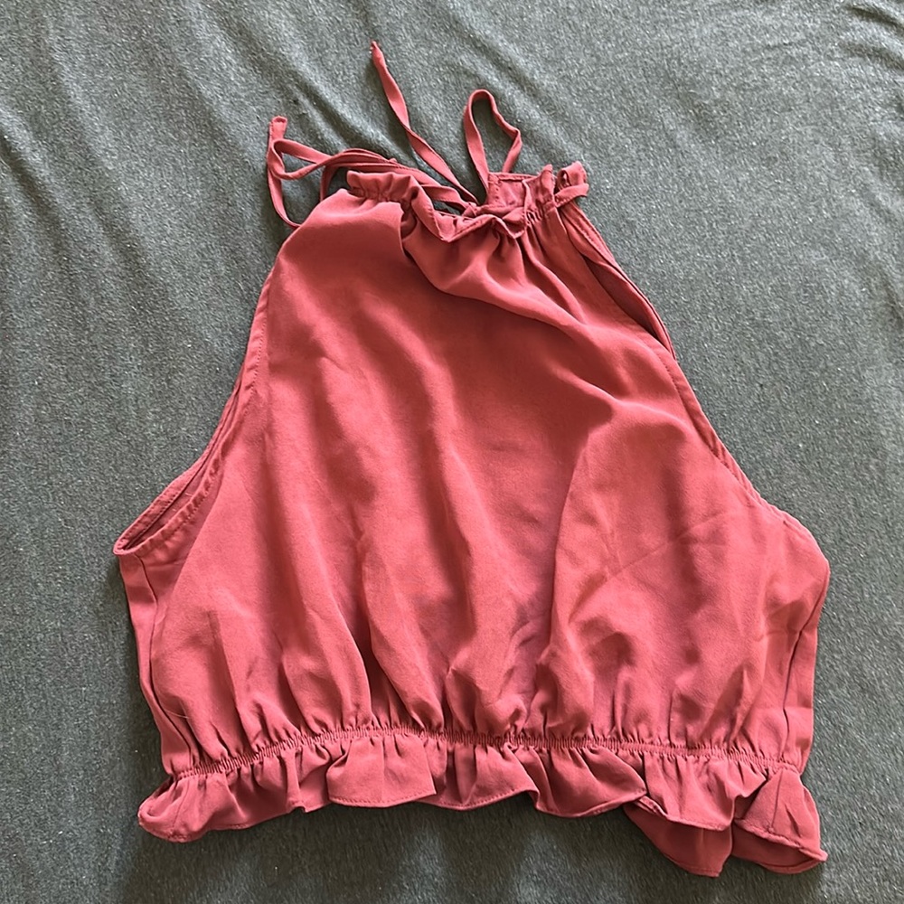 Cute open back burnt orange tank top.